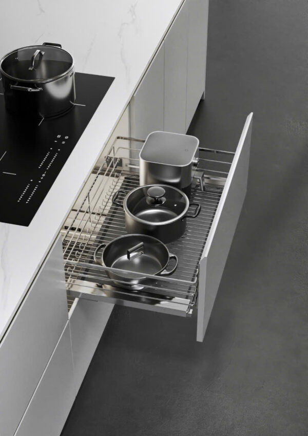 NGĂN KÉO ĐỂ XOONG NỒI INOX 304 SỢI FLAT BOSSEU
