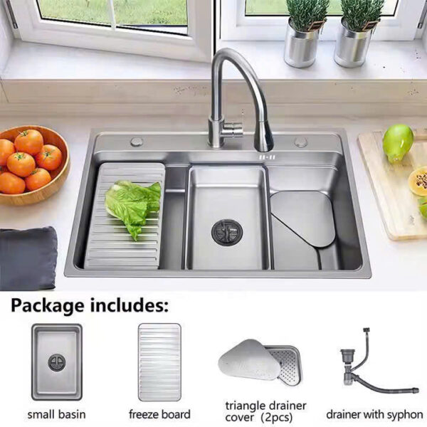 CHẬU RỬA CHÉN BÁT 1 HỐ INOX 304 BOSSEU
