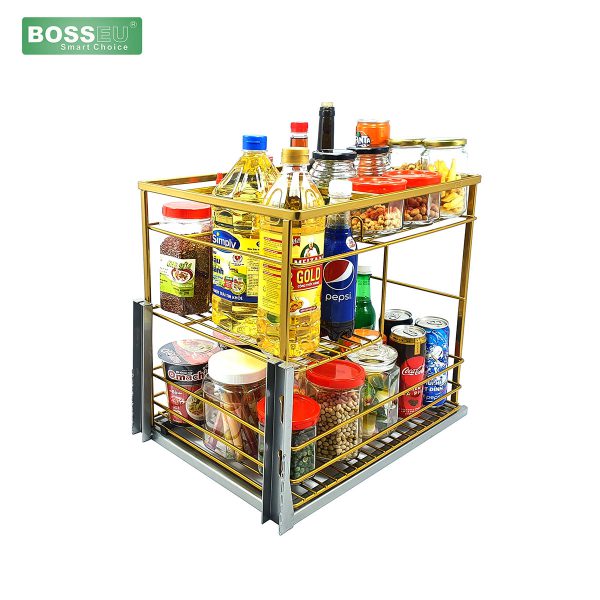 Giá gia vị nan dẹt mạ Nano vàng BOSSEU BS301.140G